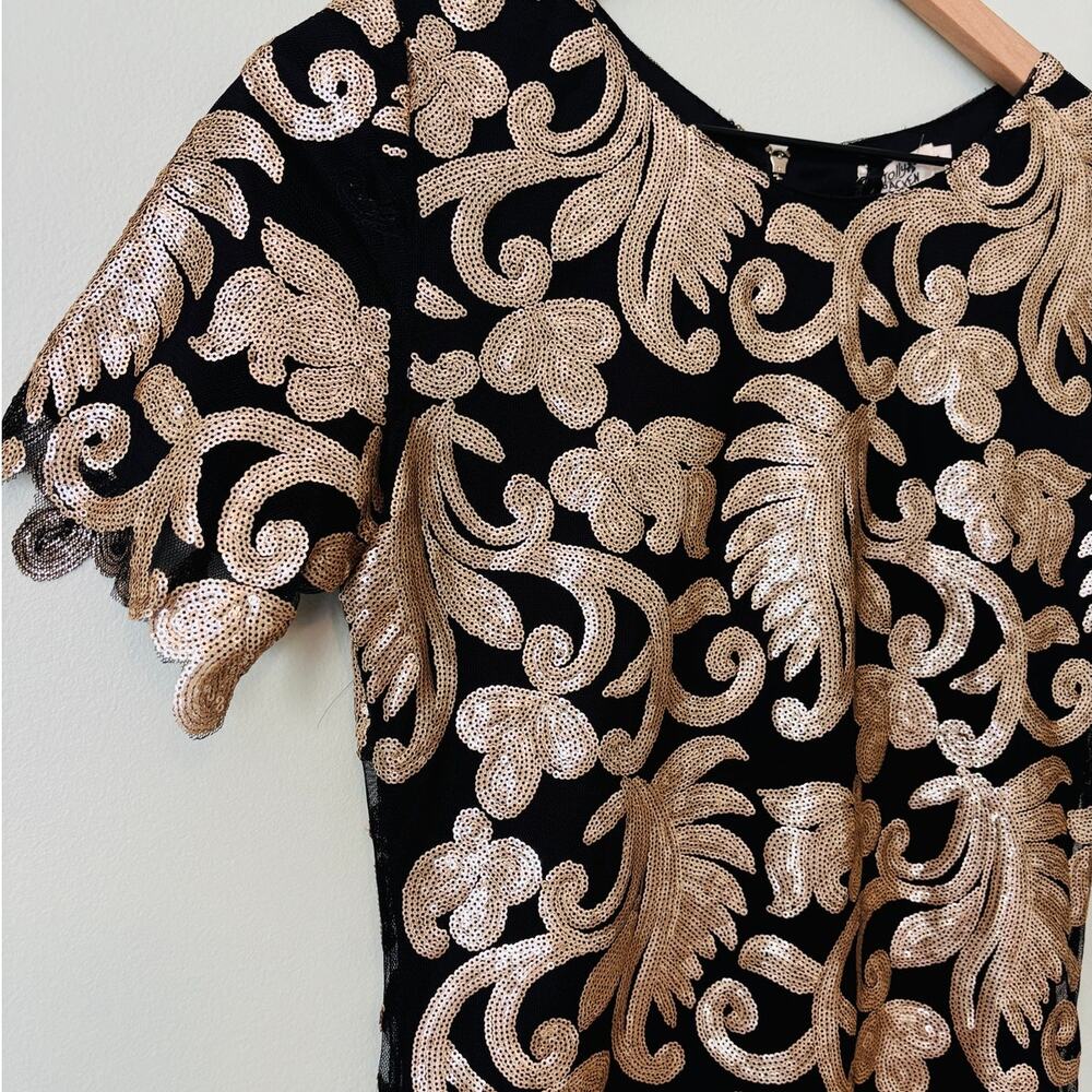 Molly Bracken New Gold Sequin Mini Cocktail Dress, Small - Picture 3 of 9